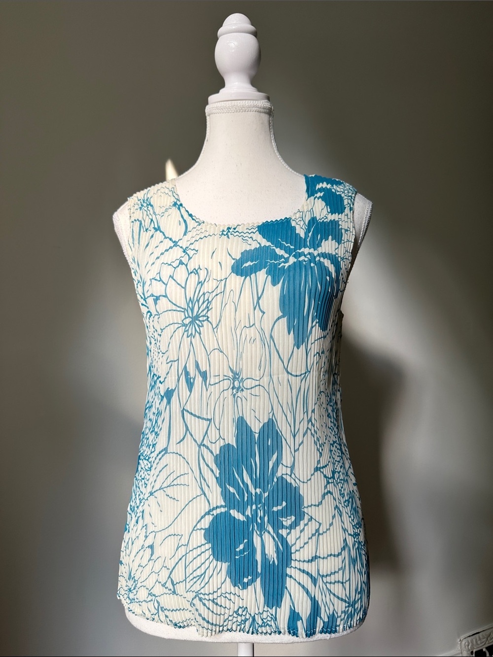VINTAGE Tropical Floral Summer Vacation Crinkle Tank Top Medium